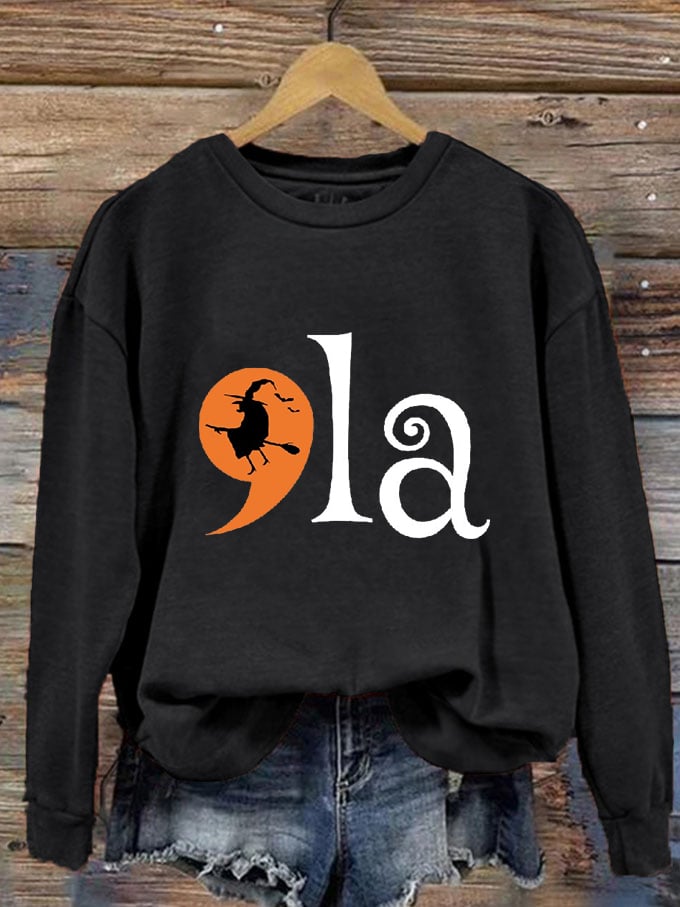 Women's Comma La Halloween Print Casual Sweatshirt