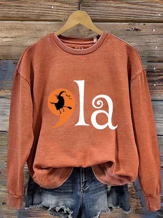 Women's Comma La Halloween Print Casual Sweatshirt