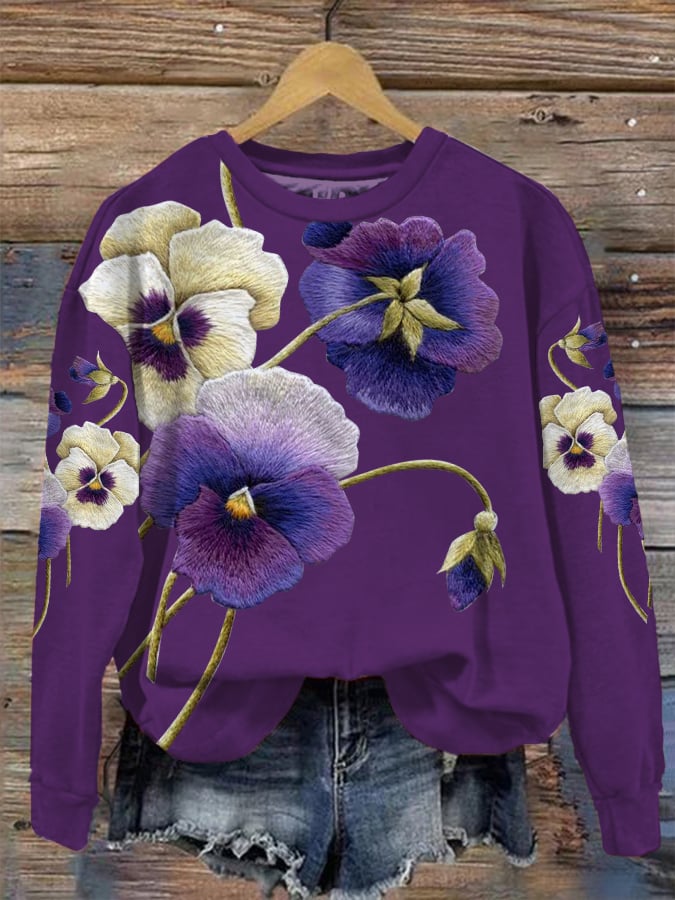 Women's Alzheimer's Floral Print Casual Sweatshirt