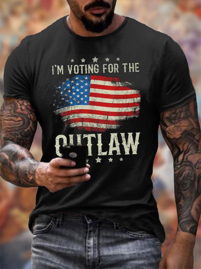 Men's  I'm Voting For The Outlaw Printed Casual T-Shirt