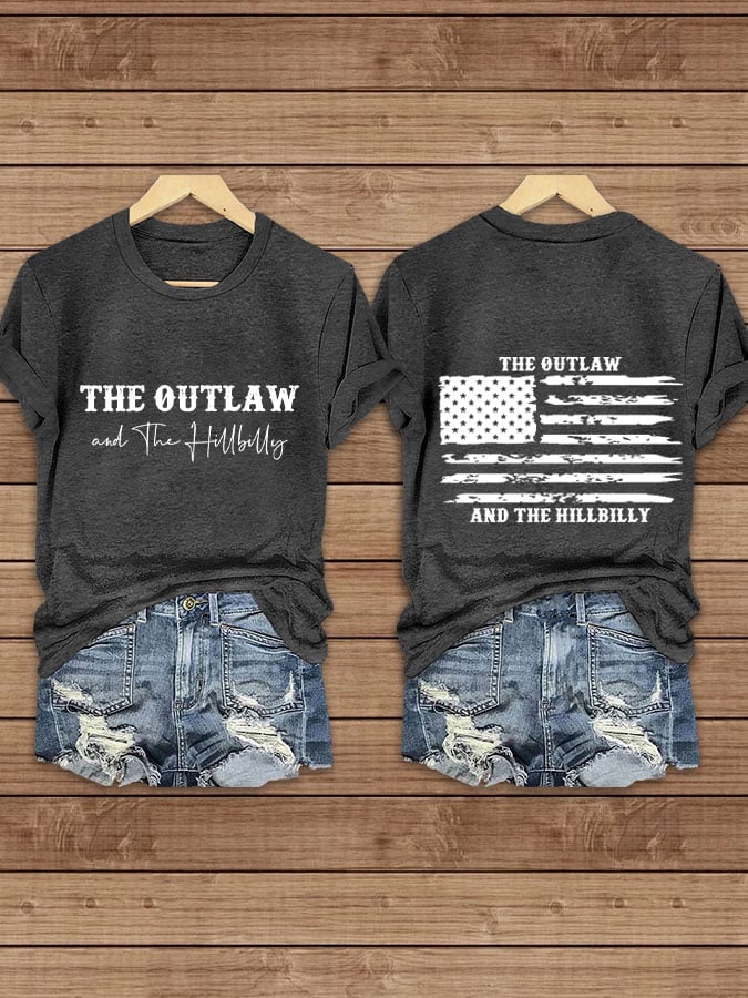 Women's I’m With The Outlaw And The Hillbilly Printed Crew Neck T-Shirt