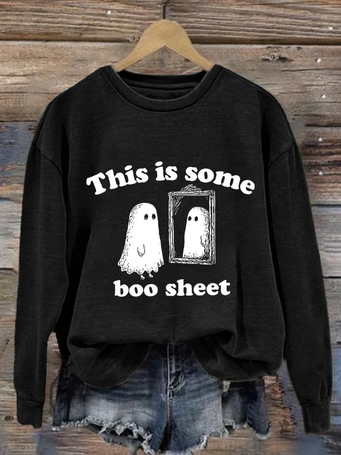 Women's This Is Some Boo Sheet Print Round Neck Sweatshirt