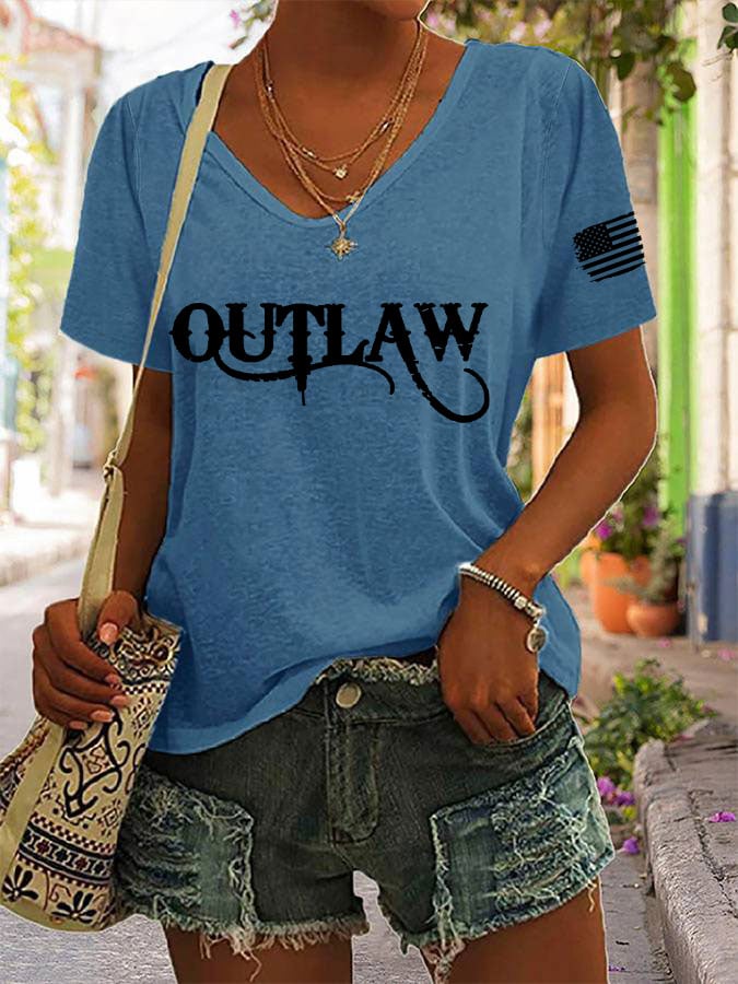 Women's  Outlaw Print Casual T-Shirt