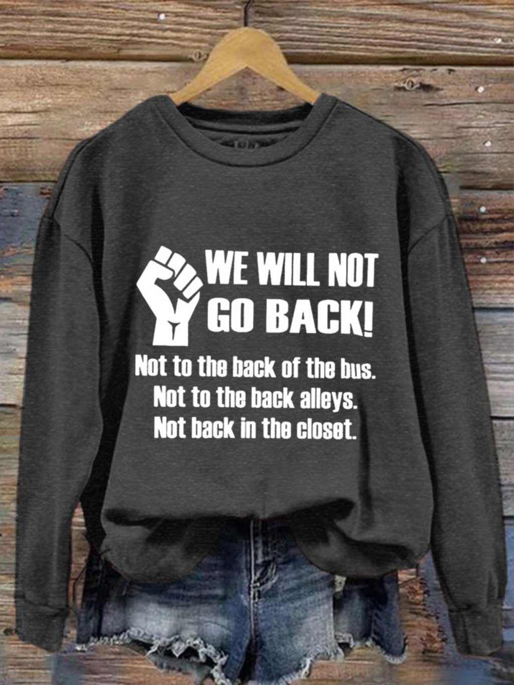 Women's We're Not Going Back Comma La Printed Sweatshirt