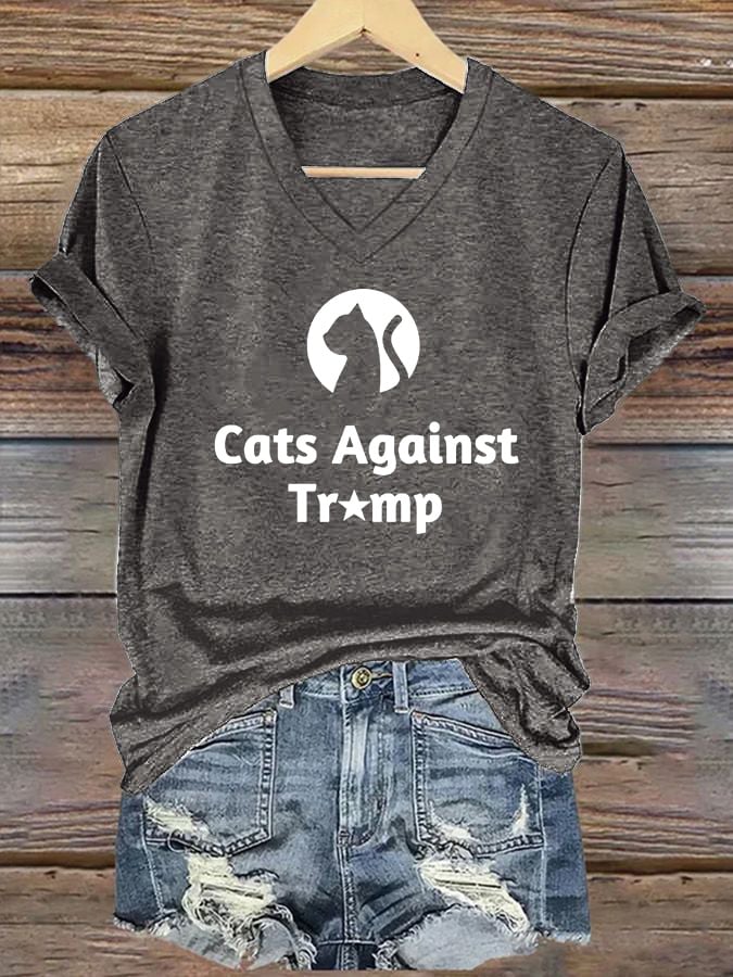 Women's Cats Against T Print T-shirt