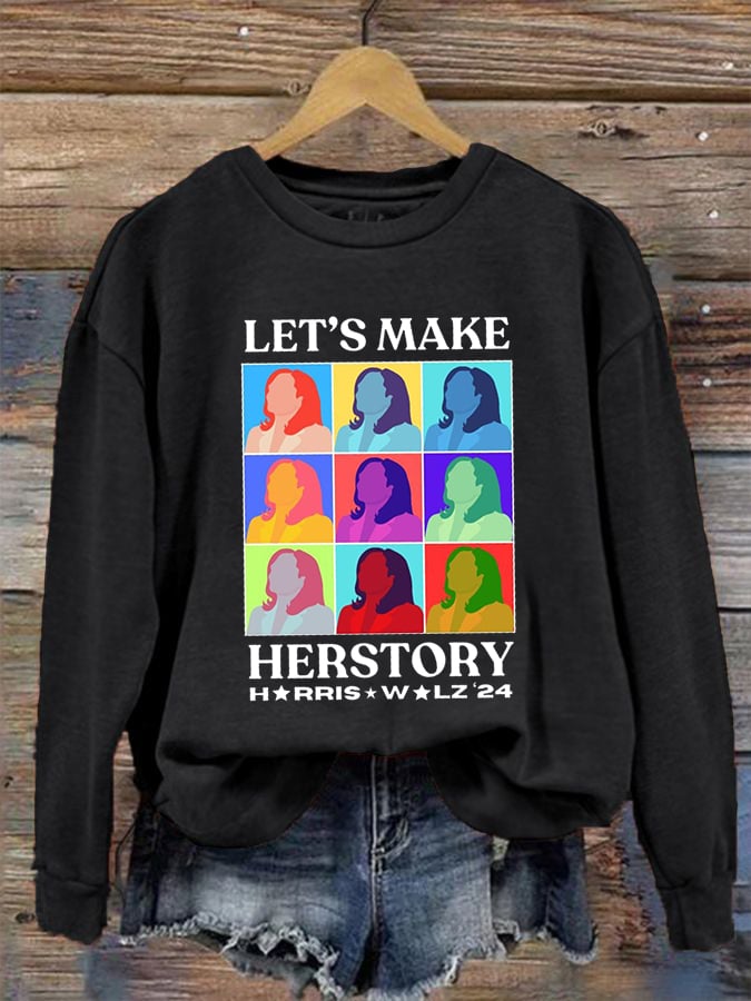 Women's Let's Make Herstory Print Crew Neck Sweatshirt