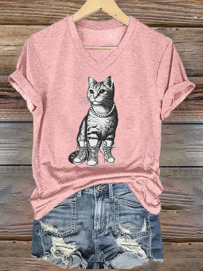 Women's La Cat Printed Short-Sleeved T-Shirt