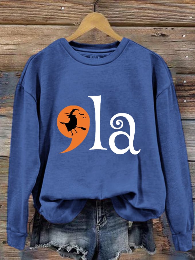 Women's Comma La Halloween Print Casual Sweatshirt