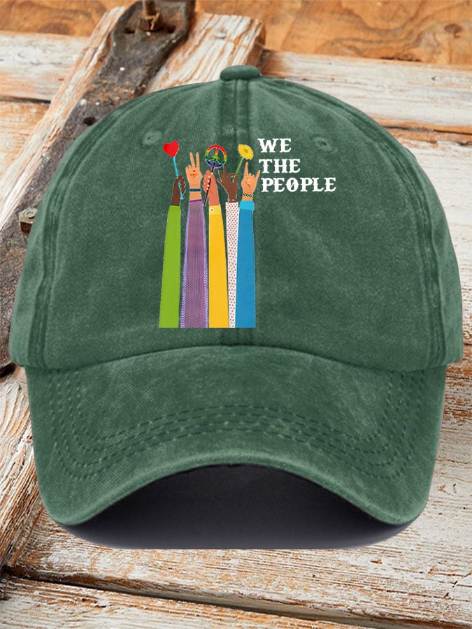Retro We The People Peace Printed Baseball Cap