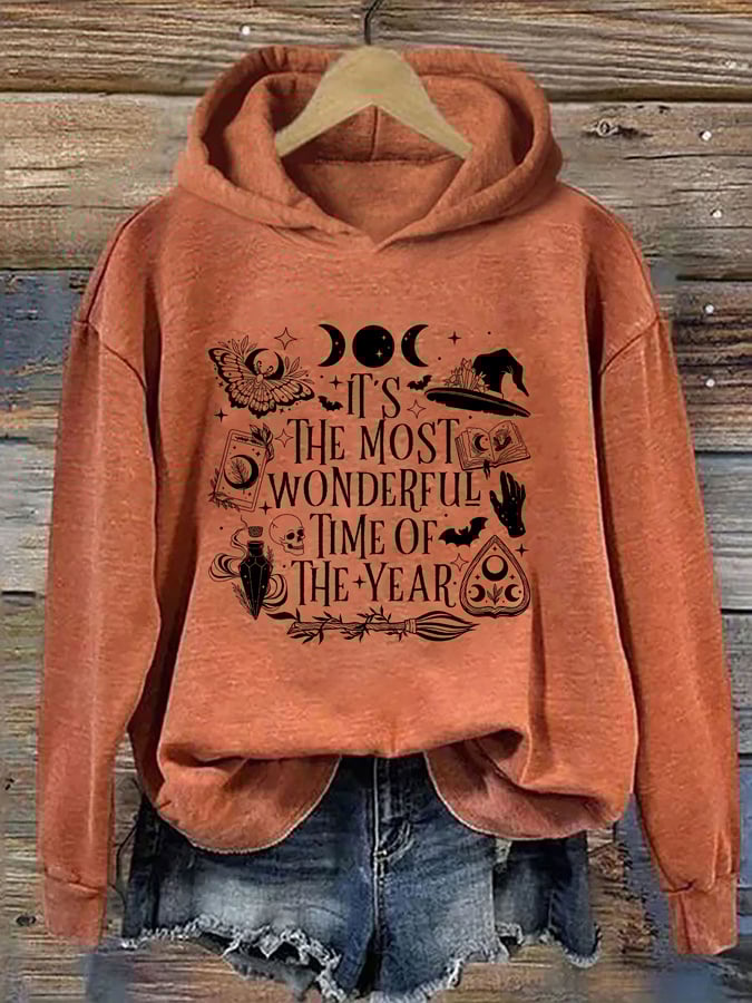 Women's It's The Most Wonderful Time Of The Year Print Casual Hooded Sweatshirt