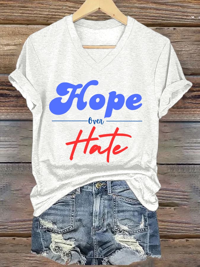 Women's Hope Over Hate Print V-Neck T-Shirt