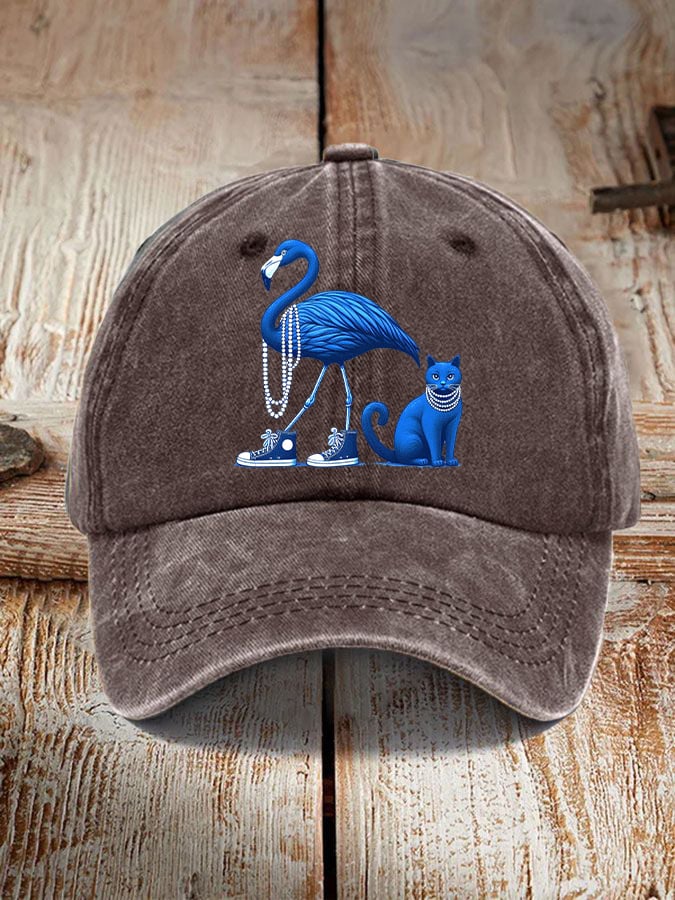Pearl necklace canvas shoes flamingo & pearl necklace blue cat print casual unisex hat