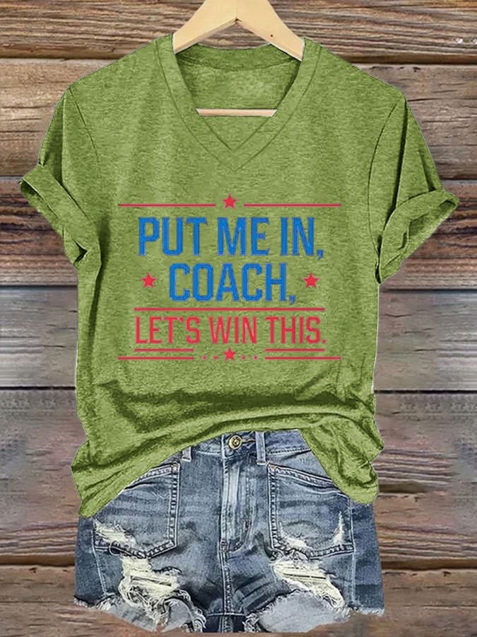 Women's Put Me In Coach Let‘s’ Win This Print Casual T-Shirt