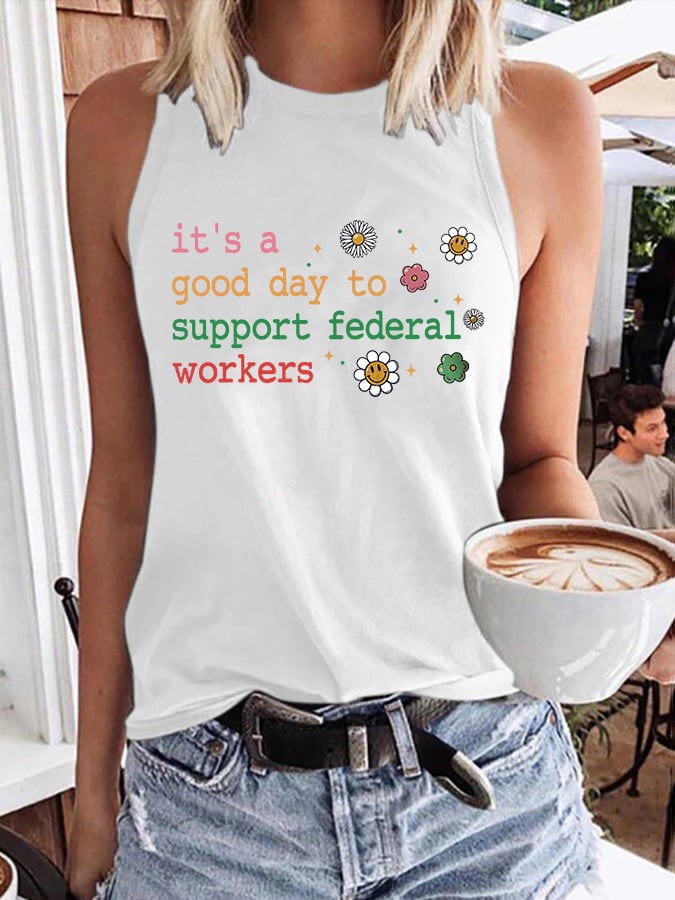 Retro It's A Good Day To Support Federal Workers Print Vest