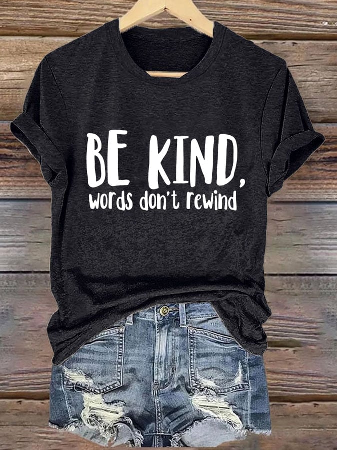 Retro Bullying Prevention Awareness Unity Day Be Kind Words Don't Rewind Print T-Shirt