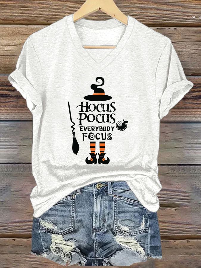 Women's Hocus Pocus Everybody Focus printed casual T-shirt