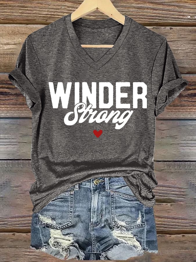 Women's Winder Strong Printed Casual V-Neck T-Shirt