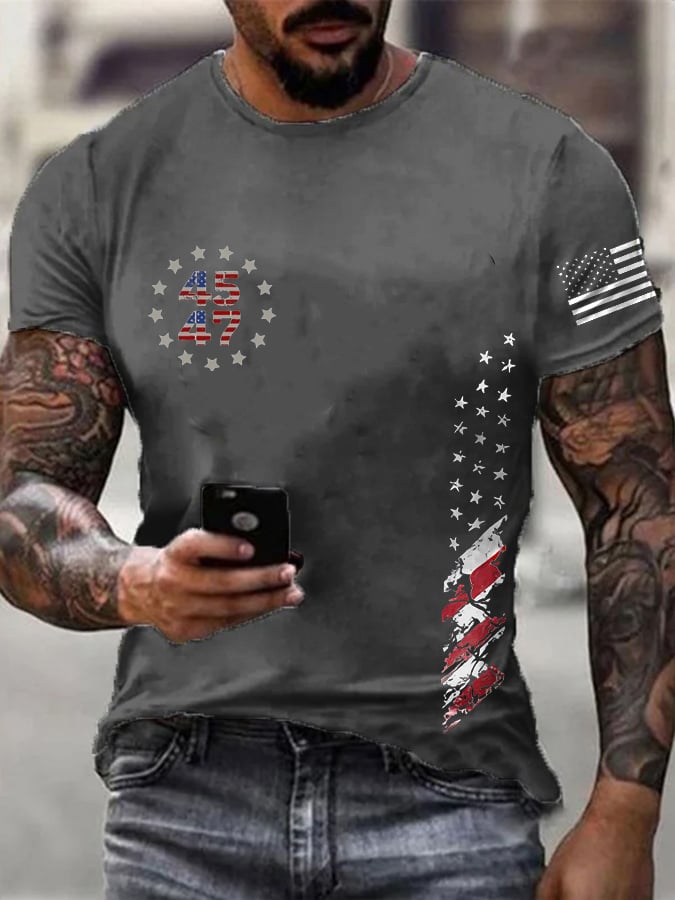 Men's Flag 45-47 100% Cotton Short Sleeve T-Shirt