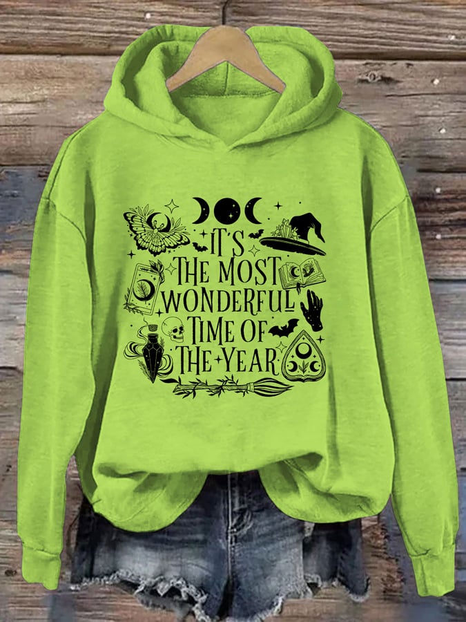 Women's It's The Most Wonderful Time Of The Year Print Casual Hooded Sweatshirt