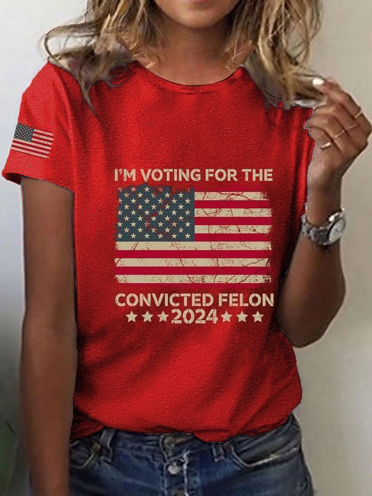 Women's I'm Voting For The Felon Print T-Shirt