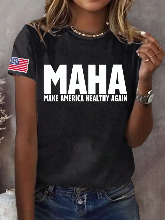 Women'S Maha Make America Healthy Again Printed T-Shirt