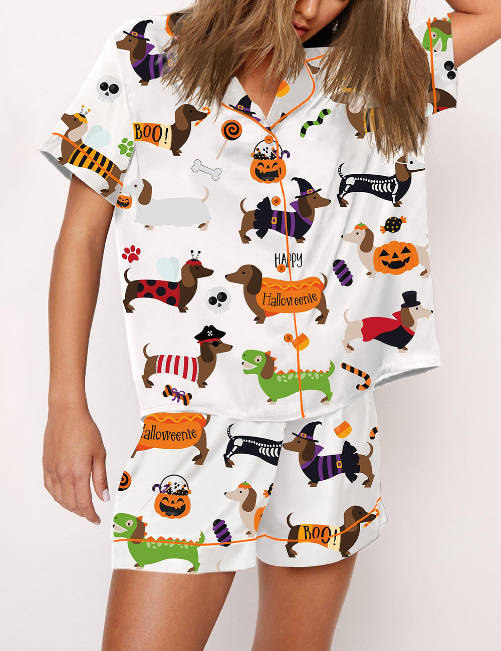 Women's Dog Halloween Print Pajama Set