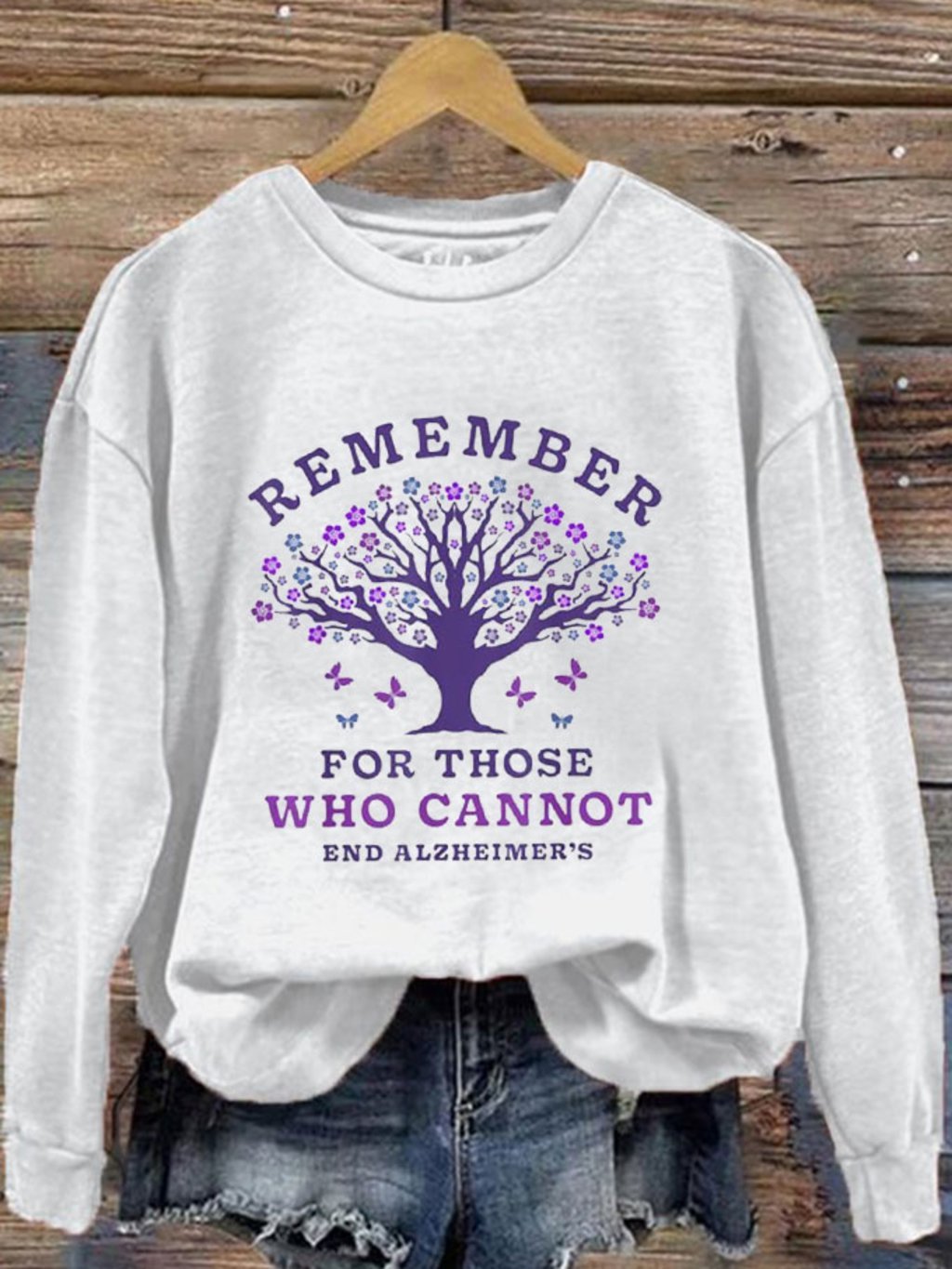 Women's Remember For Those Who Cannot Dementia Alzheimer's Disease Awareness Printed Sweatshirt