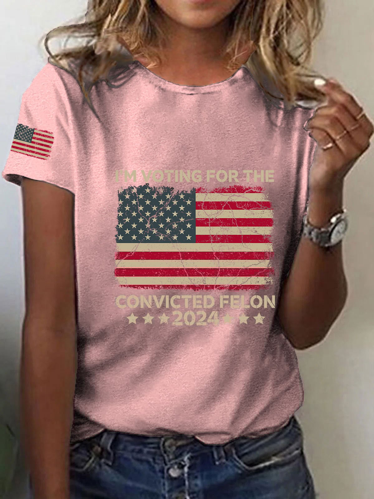 Women's I'm Voting For The Felon Print T-Shirt