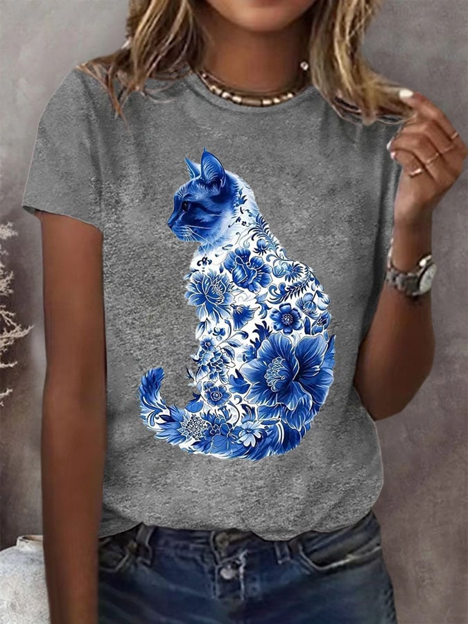 Women'S Cat Printed T-Shirt