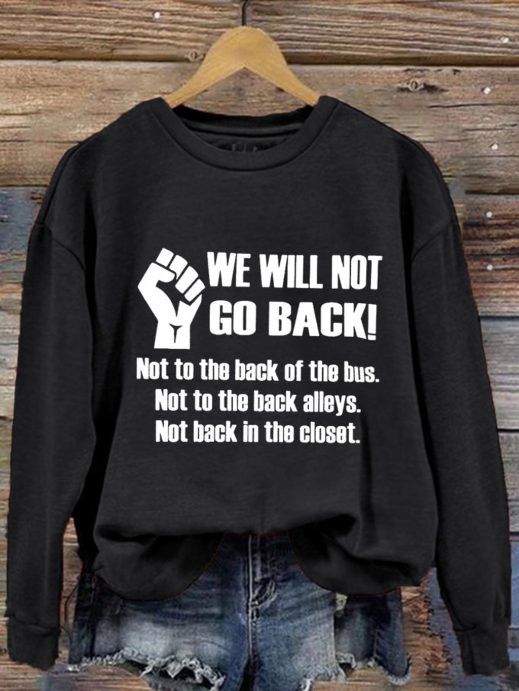 Women's We're Not Going Back Comma La Printed Sweatshirt