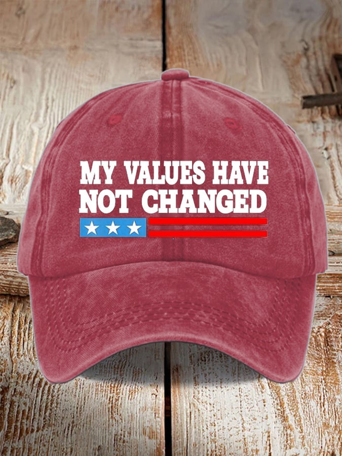 Unisex My Values ​​Never Change Printed Washed Distressed Hat