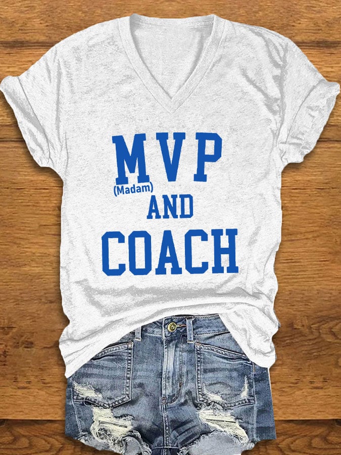 Women's MVP AND COACH printed T-shirt