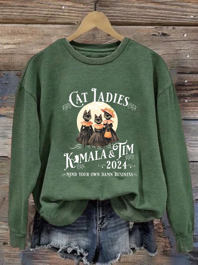 Women's Childless Cat Ladies Vintage Halloween Casual Sweatshirt