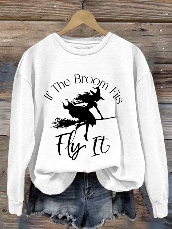 Women's Broom Riding Print Sweatshirt
