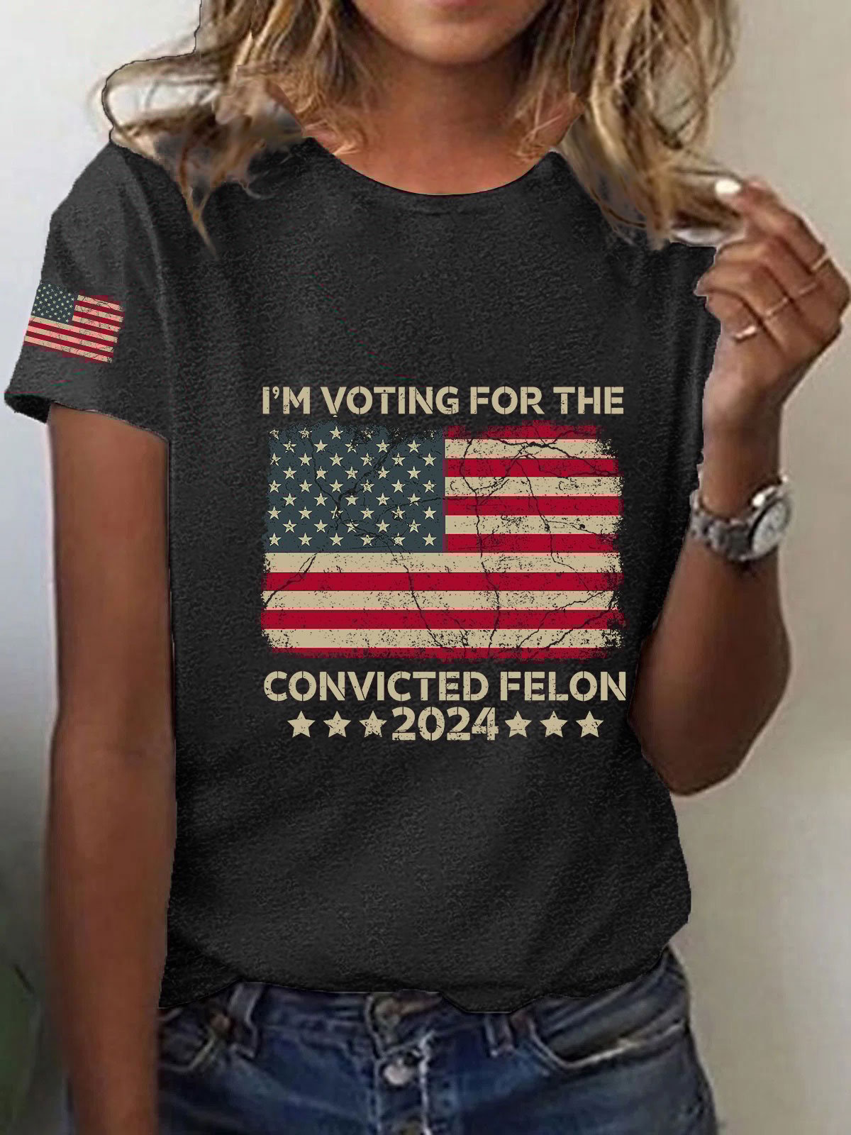 Women's I'm Voting For The Felon Print T-Shirt