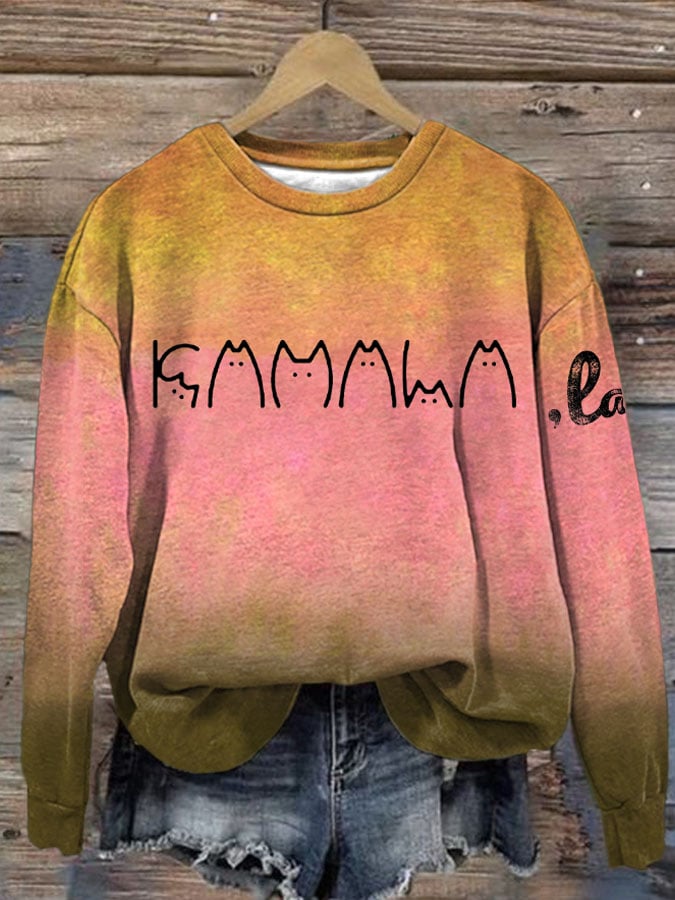 Women's  La Cat Flag Print Casual Sweatshirt