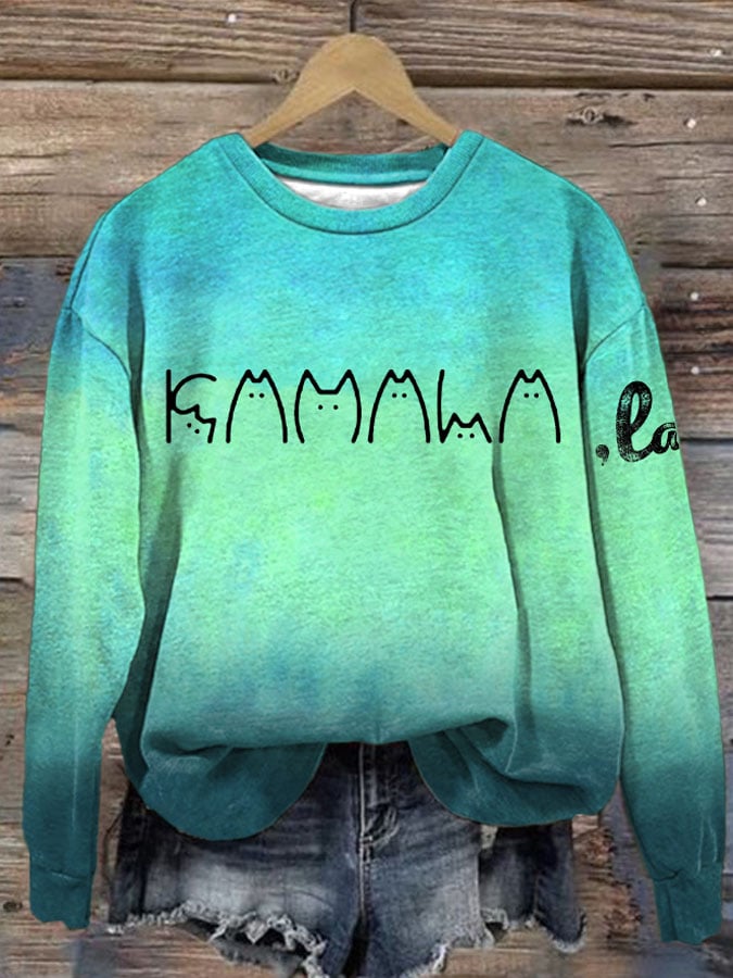 Women's  La Cat Flag Print Casual Sweatshirt