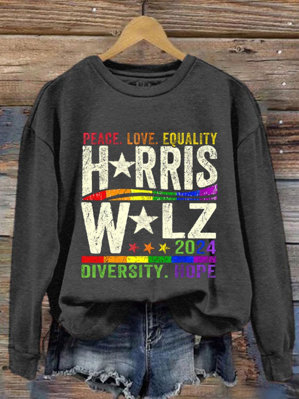 Women's Peace&Love Pride Printed Sweatshirt