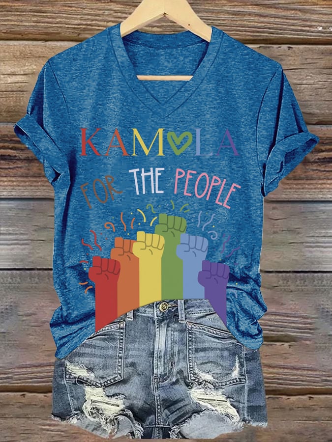 Women's For The People Print V Neck T-Shirt