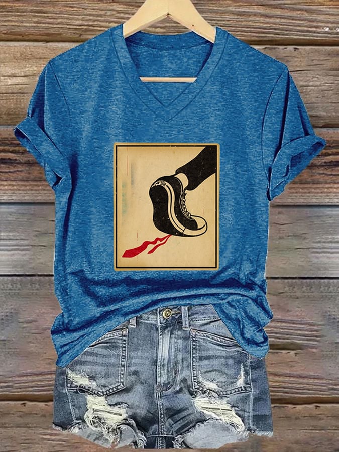 Women's Casual Printed V-Neck T-Shirt