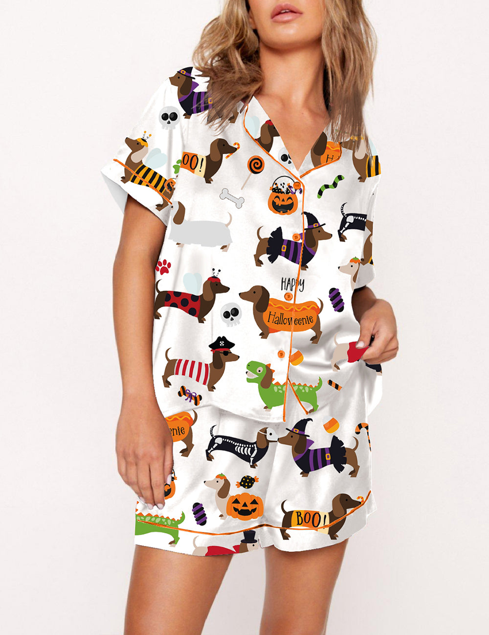 Women's Dog Halloween Print Pajama Set