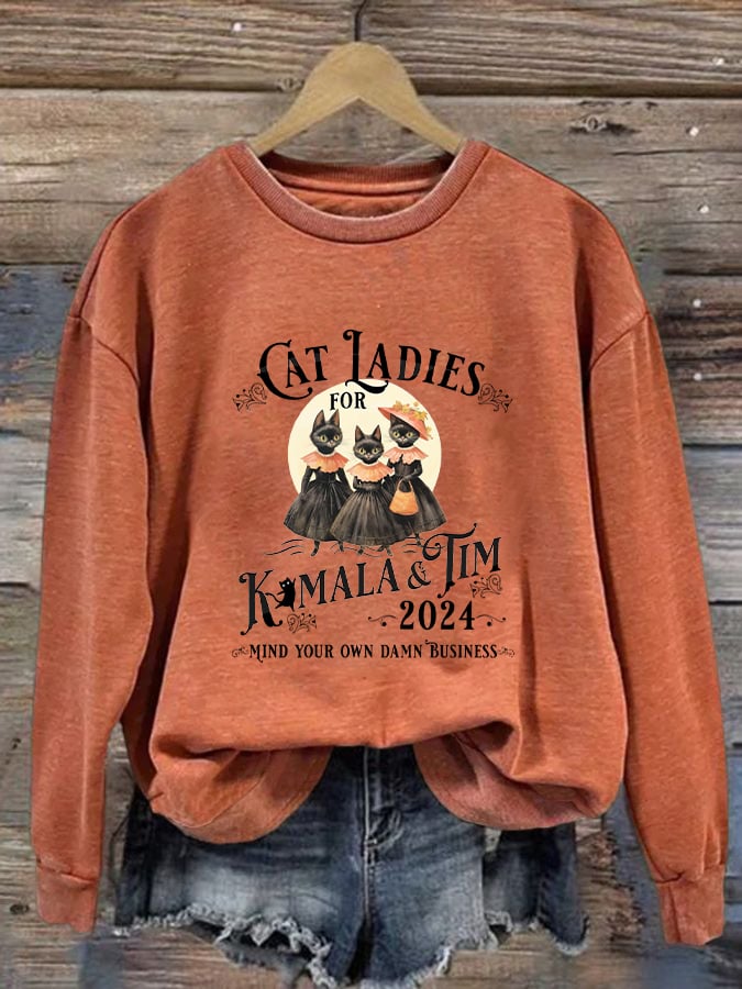 Women's Childless Cat Ladies Vintage Halloween Casual Sweatshirt