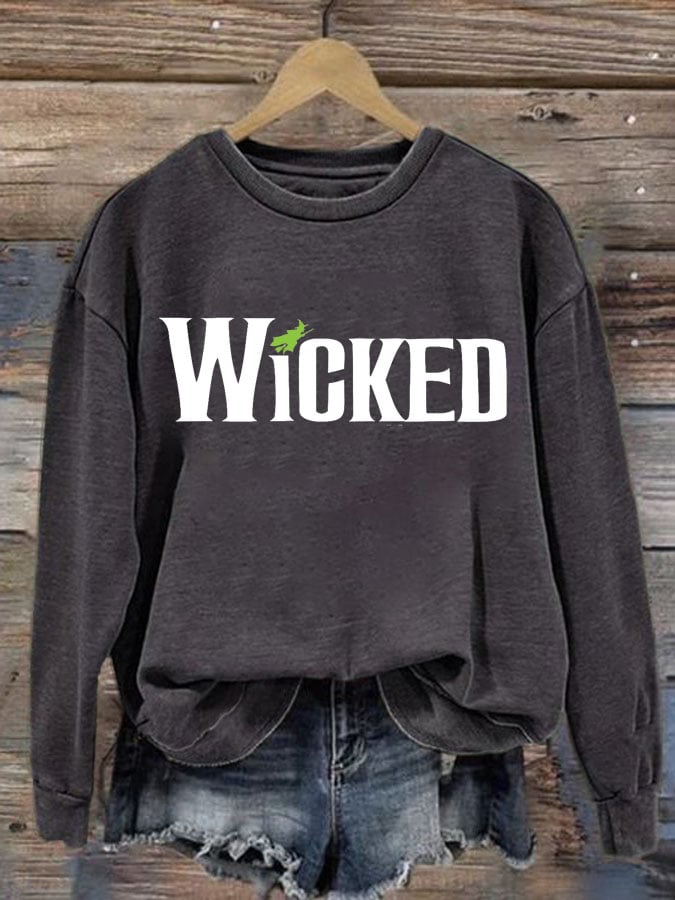 Women's Wicked Witch Print Round Neck Sweatshirt