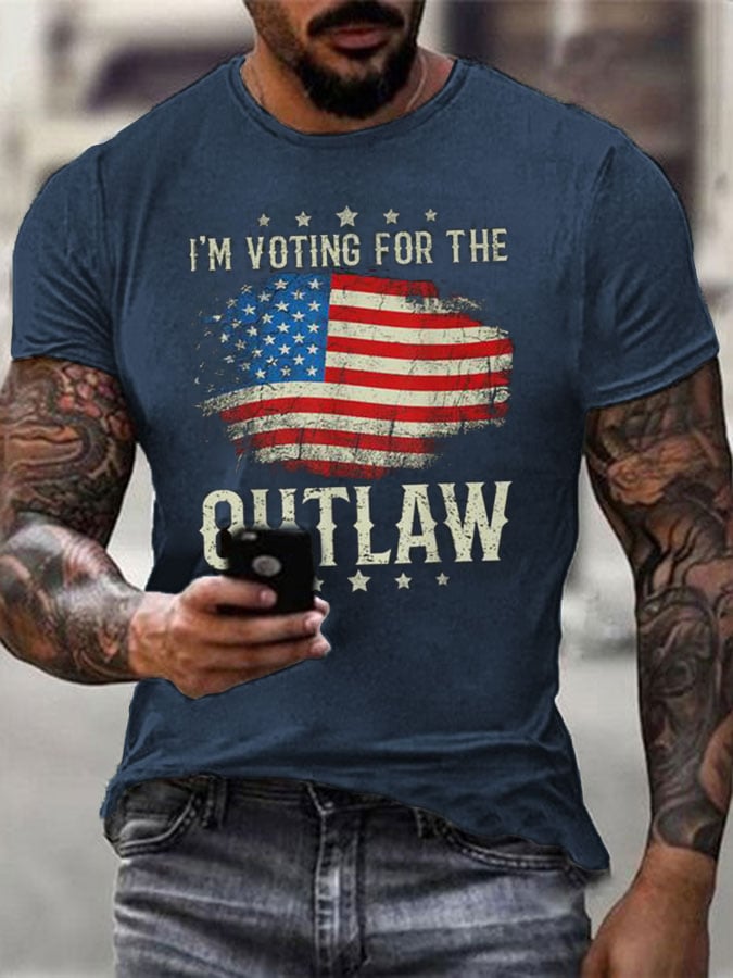 Men's  I'm Voting For The Outlaw Printed Casual T-Shirt