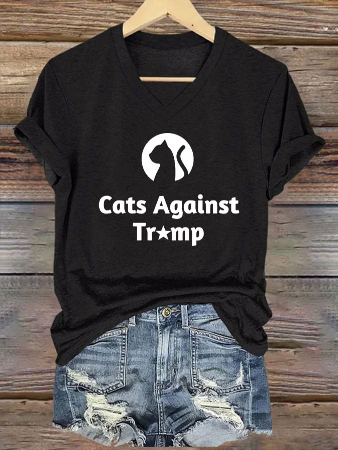 Women's Cats Against T Print T-shirt