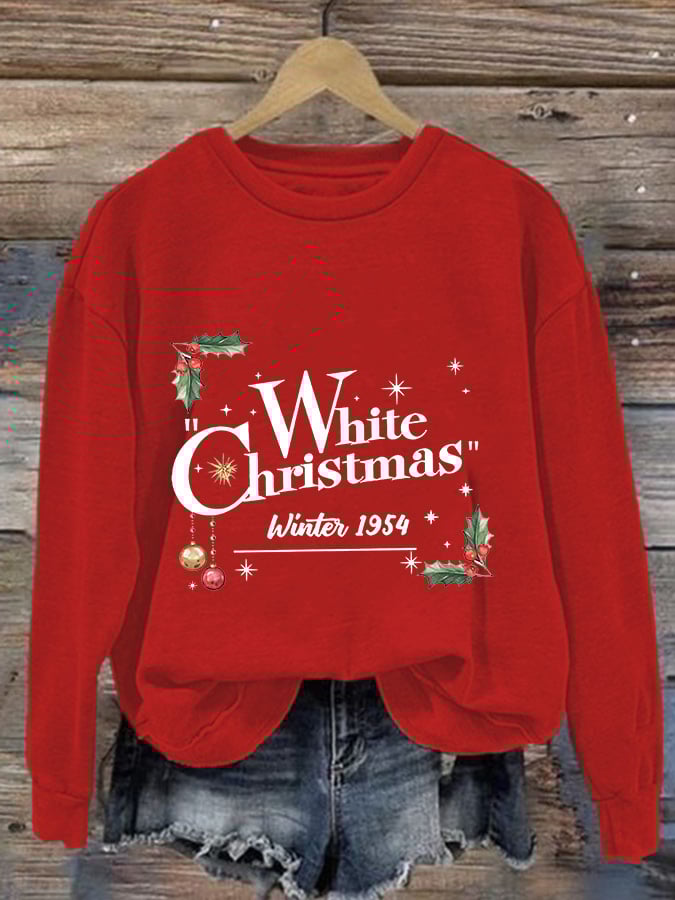 Women'S White Christmas Print Casual Sweatshirt