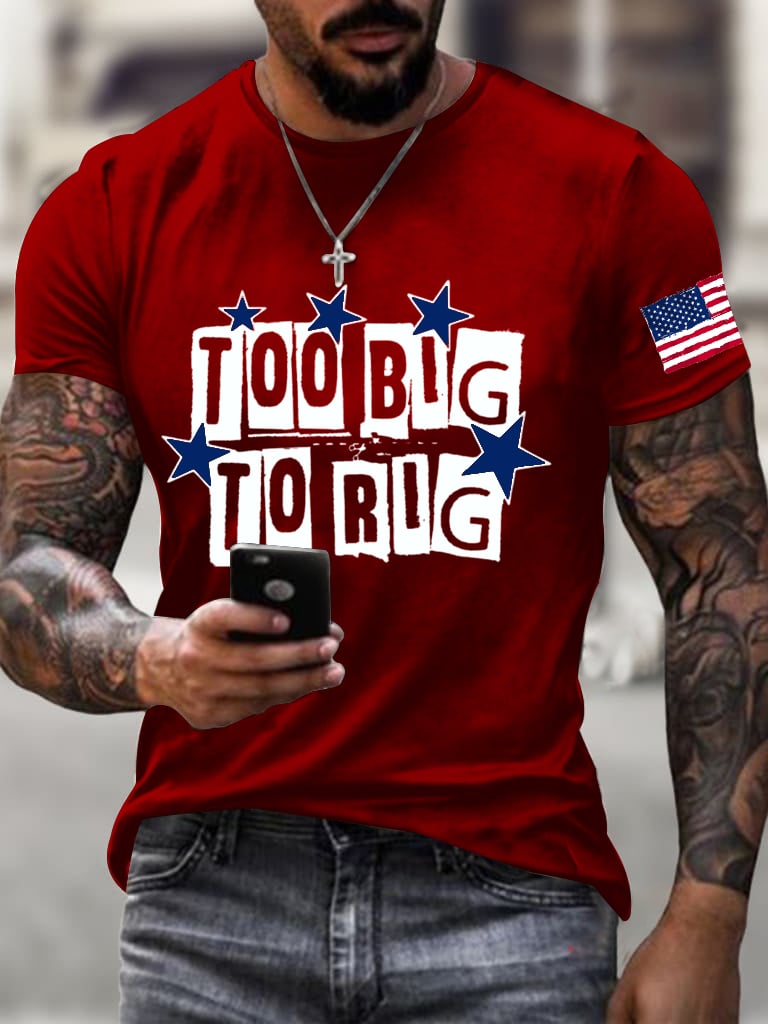 Men's Too Big To Rig Printed Crew Neck Short Sleeve T-Shirt