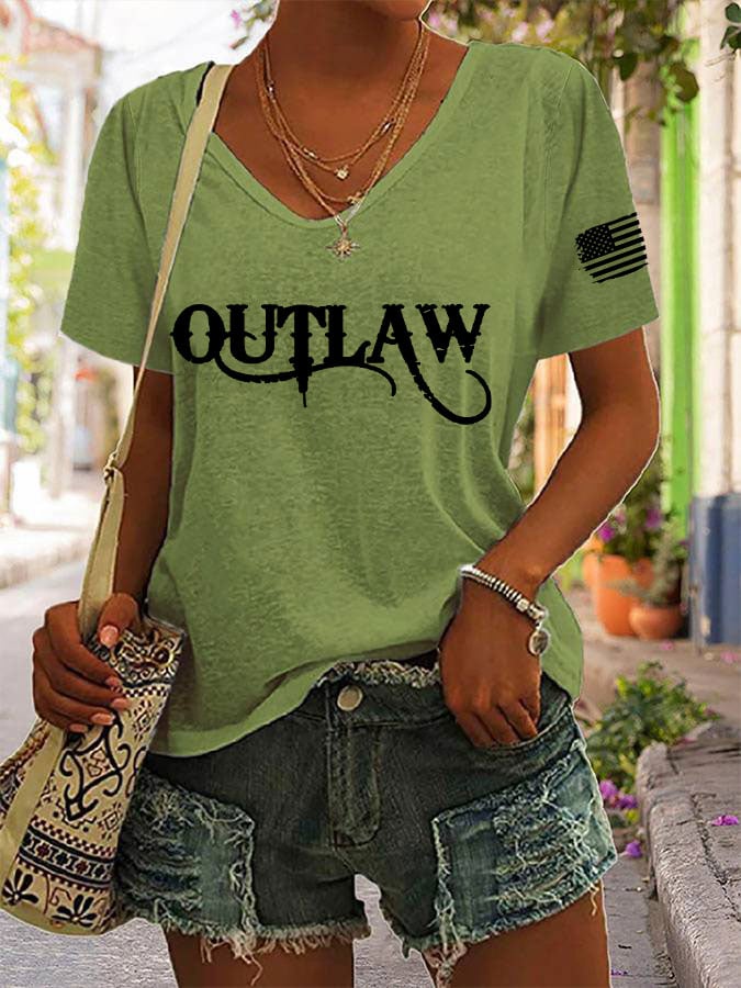 Women's  Outlaw Print Casual T-Shirt