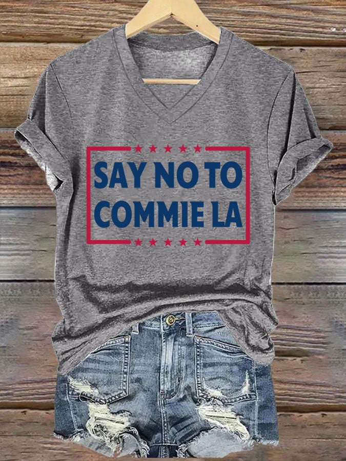 Women's Say No To Commie La Print Casual T-Shirt