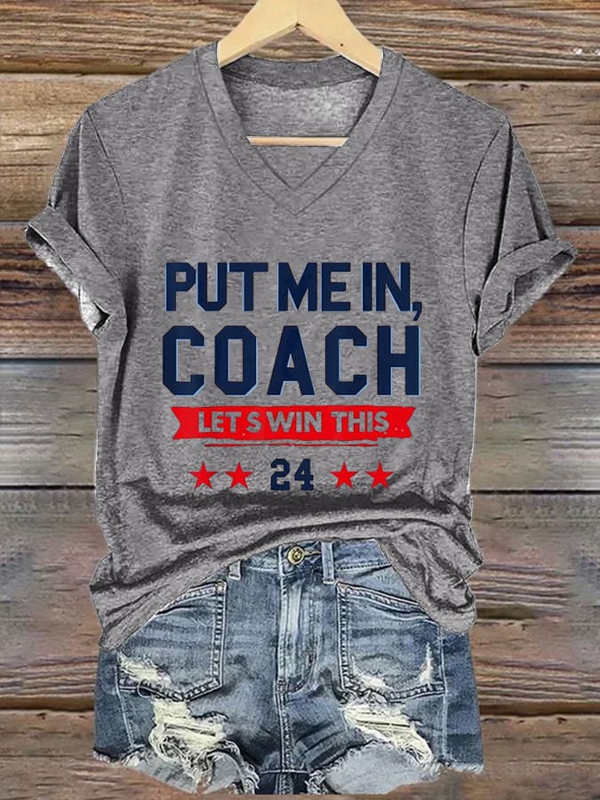 Women's Put Me In Coach Let‘s’ Win This Print Casual T-Shirt